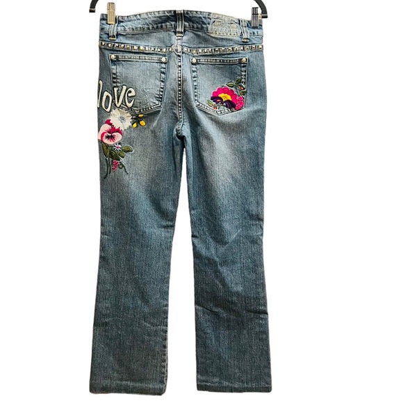 Vintage 80s Request Jeans Size 29 Floral Embroidered 98% Cotton 2% Spandex - Picture 8 of 15